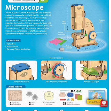 Smartivity Microscope STEM STEAM Educational DIY Building Construction Activity Toy Game Kit, Easy Instructions, Experiment, Play, Learn Science Engineering Project 8+with 100x Zoom