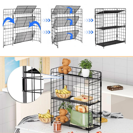 DTUQYX Organisateur d'étagère à épices, étagère à épices à 3 niveaux réglable en hauteur pour armoire, sans installation, étagère de rangement pliable polyvalente, convient pour la cuisine/la salle de bain/la maison/le bureau