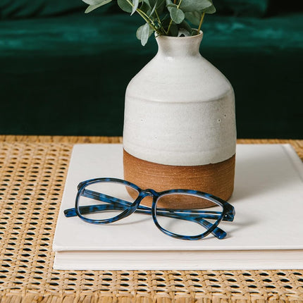 Peepers by PeeperSpecs Women's Blue Light Filtering Glasses - Bengal, Navy Tortoise, 54.9