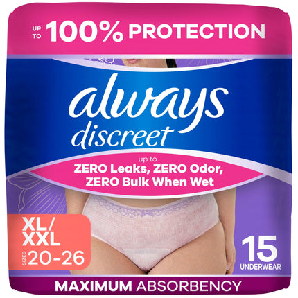 Always Discreet, Incontinence Underwear for Women,