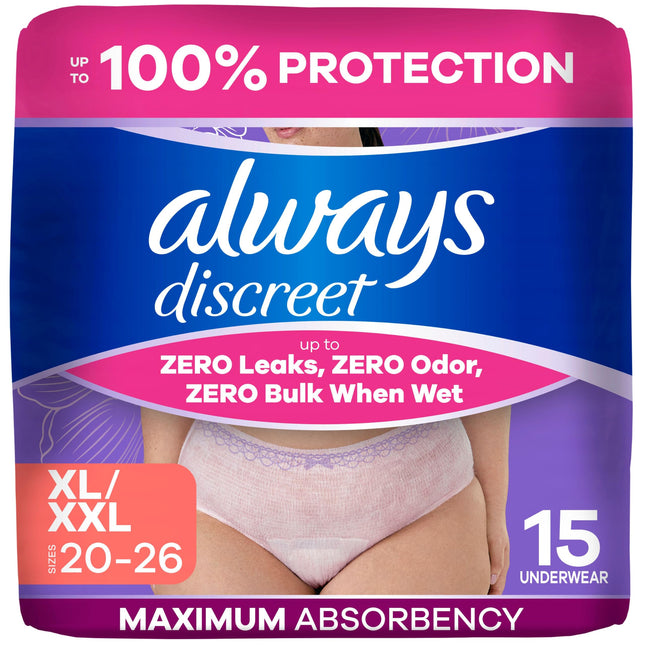 Always Discreet, Incontinence Underwear for Women,