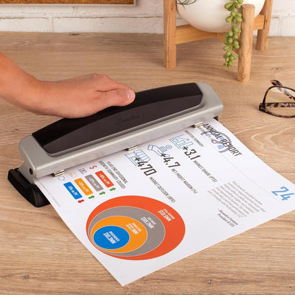 Swingline Desktop Hole Punch, 2-3 Hole Puncher, Precision Pro, Adjustable, 10 Sheet Punch Capacity, Black/Silver (74037)