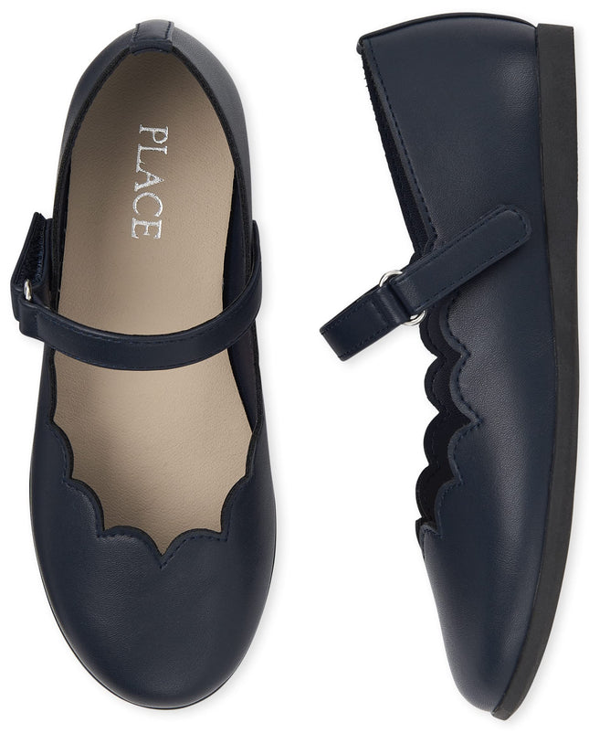 The Children's Place Girls Closed Toe Maryjane Flats, Navy Scalop, 1 Big Kid
