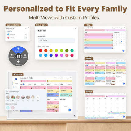 Digital Calendar Touch Screen 10 Inch, Electronic Calendar Chore Chart for Family Monthly/Weekly/Daily Planner, Smart Calendar for Home Organization, Desk Mount and APP Control