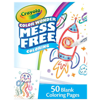 CRAYOLA Color Wonder Mess Free Coloring, Blank Coloring Pages, 50 Count, Printable Page Refill Set, Small