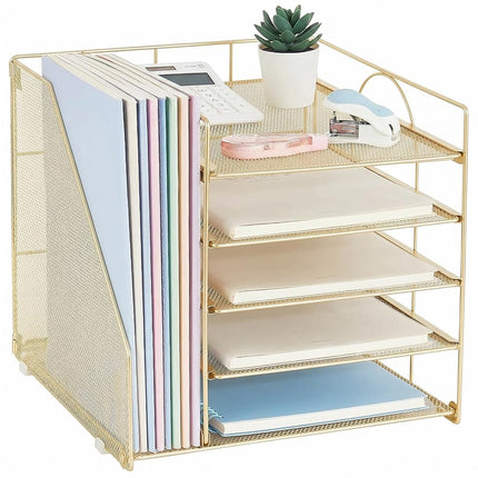 LEKETREE Desk Organizers with File Holder, 5-Tier 