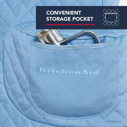 KITCHENAID Fitted Tilt-Head Solid Stand Mixer Cover with Storage Pocket, Quilted 100% Cotton, Blue Velvet, 14.4"x18"x10"