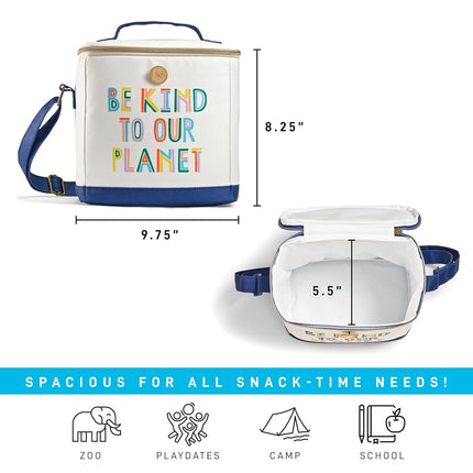Fit & Fresh Insulated Lunch Box for Kids Boys & Girls, Lunch Bag for Kids with 2 Reusable Snack Bags, School Lunch Box, Cypress Be Kind to Our Planet