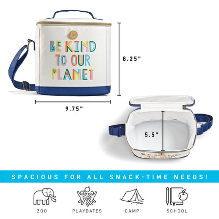 Fit & Fresh Insulated Lunch Box for Kids Boys & Girls, Lunch Bag for Kids with 2 Reusable Snack Bags, School Lunch Box, Cypress Be Kind to Our Planet