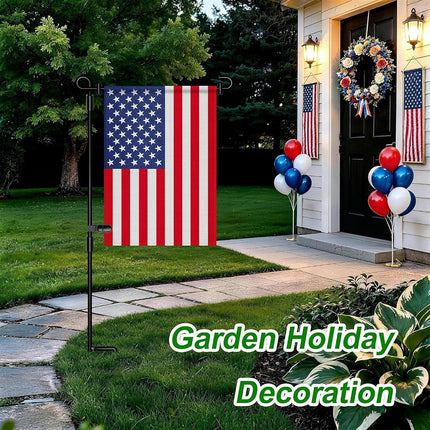HOOSUN Garden Flag Stand, Premium Garden Flag Pole Holder Metal Powder-Coated Weather-Proof Paint with one Tiger Clip and Two Spring Stoppers Without Flag 3 Pack