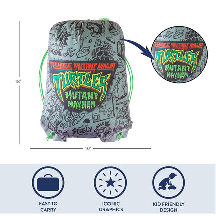 Teenage Mutant Ninja Turtles: Mutant Mayhem Slumber Set with Sleeping Bag & Sling Bag, Comfortable Kids Sleepover & Travel Set
