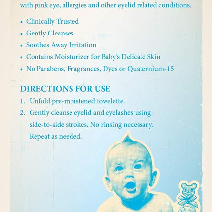 OCuSOFT Baby Eyelid and Eyelash Cleanser, Pre-Moistened Towelette, White/Blue 20 Count