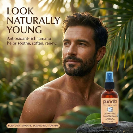 PURA D'OR 4 Oz Organic Tamanu Oil - USDA Certified 100% Pure & Natural Cold Pressed Carrier Oil, Premium Grade Moisturizer Helps Reduce Appearance of Scars & Wrinkles - For Skin & Hair - Men & Women