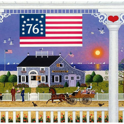 Buffalo Games Jigsaw Puzzles for Adults 500 Pieces - Charles Wysocki - Nantucket 4th of July - Hard Adult Puzzle with Reference Poster, Fun, Unique & Challenging for All Abilities, Large 21.25 x 15
