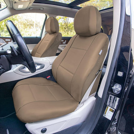 FH GROUP FH-PU002115 Classic PU Leather Car Seat Covers Airbag Compatible And Split Bench PU Leather Solid Beige