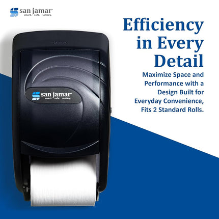 San Jamar R3590TBK Black Pearl Oceans Duett Standard Bath Tissue Dispenser