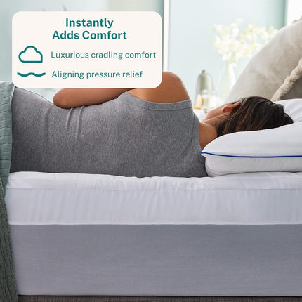 Colchón Superior de Espuma Viscoelástica de Doble Capa Sleep Innovations de 10 cm, Tamaño California King, Soporte Ultra Suave, Espuma Viscoelástica de Gel Refrigerante de 7.5 cm más Cubierta de Colchón Suave y Esponjosa de 2.5 cm