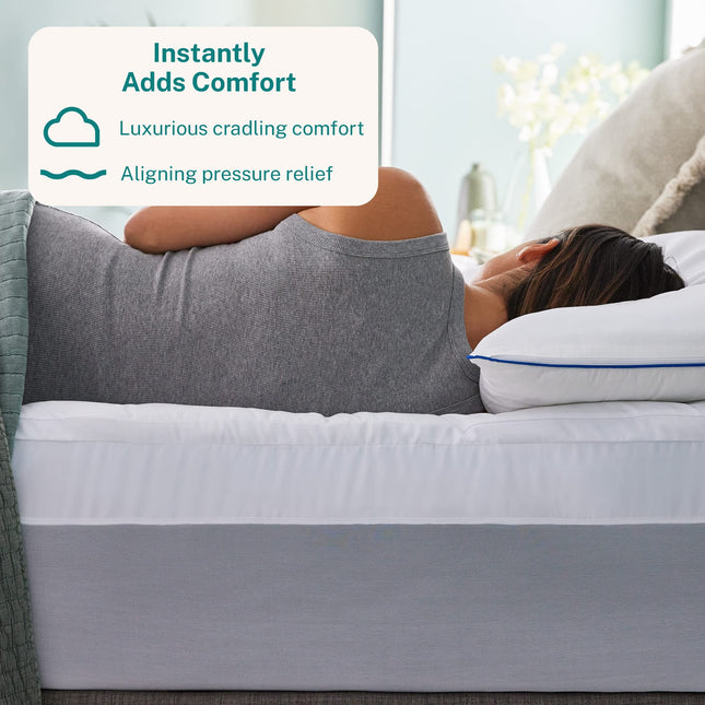 Sleep Innovations Dual Layer 4 Inch Memory Foam Mattress Topper, California King Size, Ultra Soft Support, 3 Inch Cooling Gel Memory Foam Plus 1 Inch Fluffy Pillow Top Cover