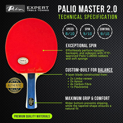 Palio Master 2 Table Tennis Racket & Case