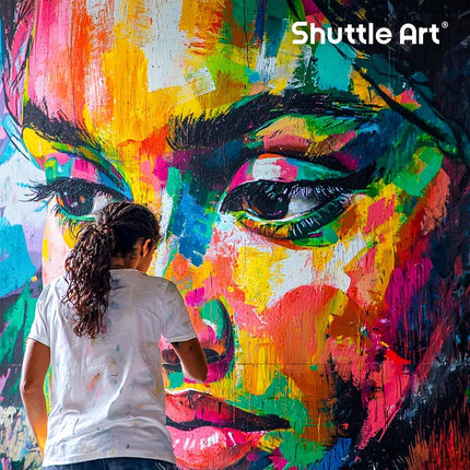 Shuttle Art Acrylic Paint Set, 15 Colours Acrylic Paint Bottle Set (473ml/16oz), Rich Pigmented Paints, Bulk Painting Supplies for Artists, Beginners Kids on Rocks Crafts Canvas Wood Ceramic