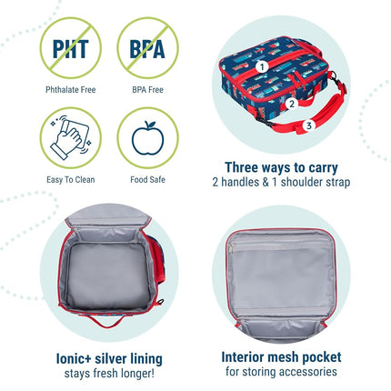 Wildkin Kids ECO rPET Insulated Lunch Box – Keeps Food Hot or Cold, Easy-Clean Lining, Mesh Pockets & BPA-Free – Boys & Girls, Ideal for School, Travel & Daycare – Transportation