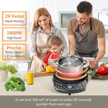 Table de cuisson à induction Nuwave, plaque chauffante améliorée avec sonde numérique, 106 températures de 38°C à 302°C, 3 réglages de puissance, brûleurs à induction portables pour la cuisson