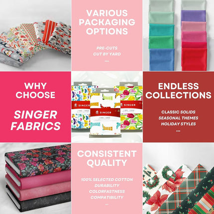 Singer Fabric, 100% Cotton, Snow White, Cut by The Yard