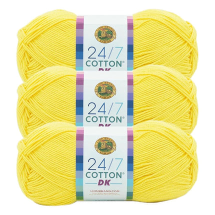 Lion Brand Yarn, 24/7 Cotton DK Crochet Yarn, Lemo