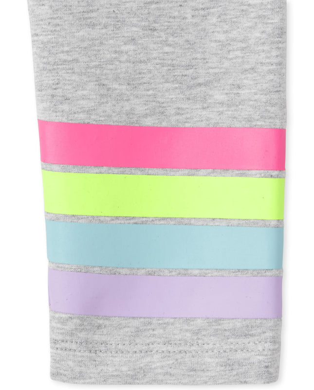 The Children's Place Girls Fashion Knit Leggings, Rainbow Graphic, Medium