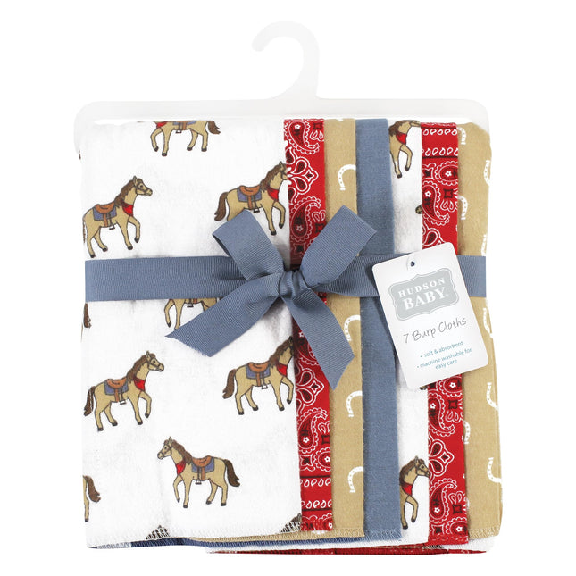 Langes à roter en flanelle de coton unisexe pour bébé Hudson Baby, lot de 7 motifs cowboy, taille unique