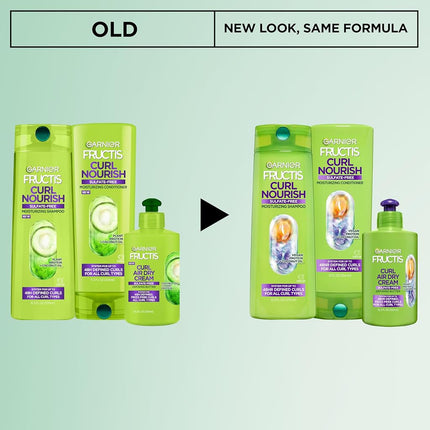 Garnier Fructis Curl Nourish Sulfate Free Moisturizing Shampoo, Conditioner + Air Dry Cream Defining Butter Set (3 Items), 1 Kit (Packaging May Vary)