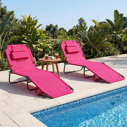 GYMAX Tanning Chair, 330lbs Beach Lounge Chair with Face Hole