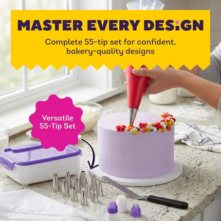 Wilton Master Cake Decorating Piping Tips Set, 55 Pieces