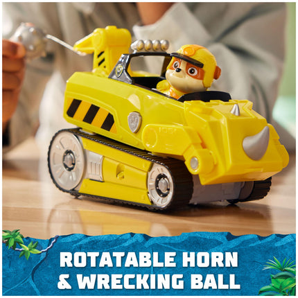 PAW Patrol Jungle Pups, Vehículo Rinoceronte de Rubble, Camión de Juguete con Figura de Acción Coleccionable, Juguetes para Niños y Niñas de 3 Años en Adelante