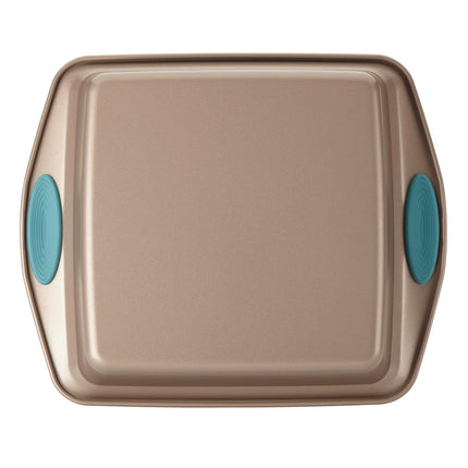 Rachael Ray 46681 Cucina - Molde antiadherente para hornear/Molde antiadherente para pasteles, cuadrado - 9 pulgadas, marrón