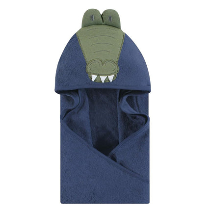 Hudson Baby Animal Face Hooded Towel, Alligator, O