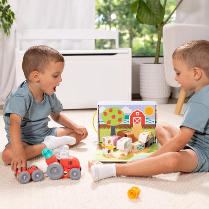 Melissa & Doug Blockables Farm Snap And Play | Wooden Building Toys for Kids, 56 Pcs | Age 2-7 - FSC Certified