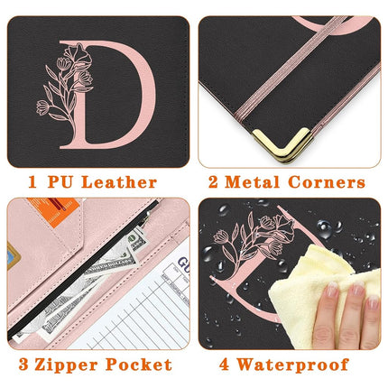 YeeCASE Waiter's Book, Alphabet Waitress, Waitress Book Made of Leather with Zip Pocket, Server Manual for Server Apron (D)
