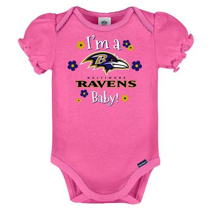Lot de 3 grenouillères à manches courtes NFL Gerber pour bébé fille, couleur de l'équipe, 18 mois