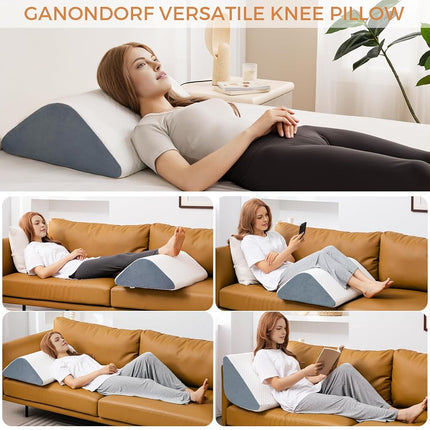 Knee Wedge Pillow for Post-Surgery Recovery-Leg Elevation Support for Sleep Position, Alleviating Lower Back & Hip Pain Enhancing Circulation in Ankles Legs Triangle Pillow with Removable Cover