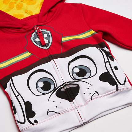 Nickelodeon Paw Patrol Boys' Toddler Character Big Face Zip-up Hoodies, Marshall Red, 4 Years