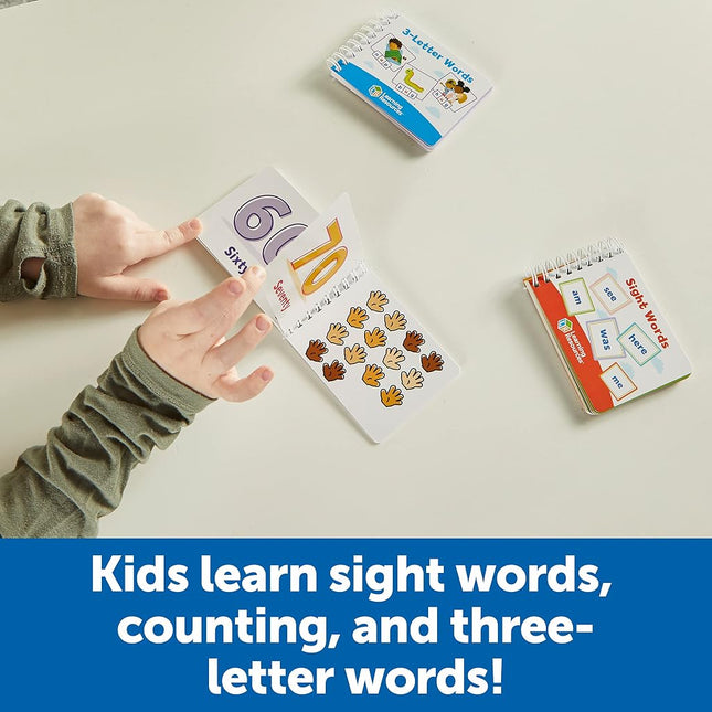 Learning Resources Skill Builders! Kindergarten Flipbook Library - 3 Pieces, Ages 5+, Kindergarten Learning Activities, Spelling and Counting for Kids, My First Library for Kids