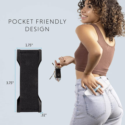LOVEHANDLE PRO Premium Phone Grip - Elastic Strap - Magnetic Mount and Kickstand for Smartphone and Tablet - Black