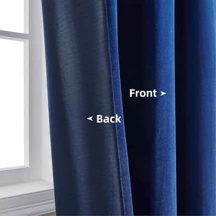 Joydeco Blue Velvet Curtains 108 inch Length 2 Panels Burg Set, Luxury Rod Pocket Thermal Insulated Window Blackout Curtain, Room Darkening Drapes for Living Dining Room Bedroom Privacy