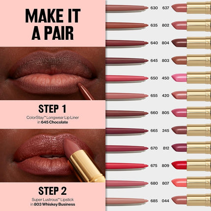 REVLON Lip Liner, Colorstay Lip Makeup with Built-in-Sharpener, Longwear Rich Lip Colors, Smooth Application, 655 Rose, 0.01 oz