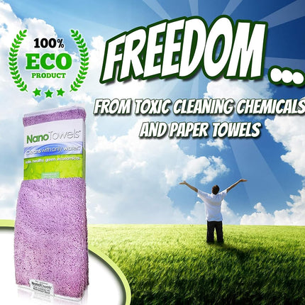 Nano Towels Life Miracle - Amazing Eco Fabric that Cleans Virtually Any Surface with Only Water. No More Paper Towels Or Toxic Chemicals. (Lavender)