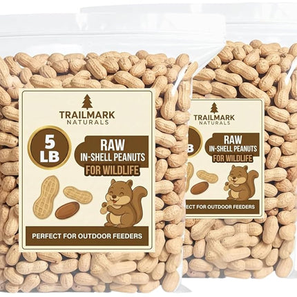 TRAILMARK NATURALS - 2 Packs of 5lb Bags (10lb Total) - Raw Squirrel Peanuts Raw in Shell Peanuts for Birds and Wildlife - Squirrel Feed, Wild Bird Seeds - Grown