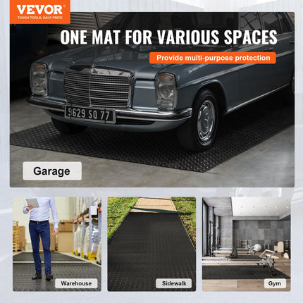 VEVOR Garage Floor Mat, 204.72 x 43.31 inch PVC Garage Flooring Roll, Non-Slip Diamond Texture, 123.14 sq.ft Covering Space, Garage Mats for Under Cars, for Gyms Boats Car Trailer, Black