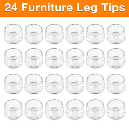 Shepherd Hardware 8612E Clear 1-Inch Inside Diameter Rubber Chair Leg Tips, 24-Pack, 1 Inch