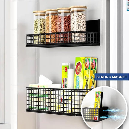 Magnetic Shelf Fridge Basket Bin for Washer Dryer Locker Whiteboard Cabinet
